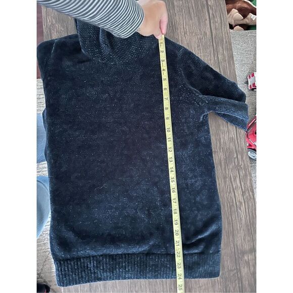 Lands' End Blue Mock Neck Chenille Sweater Size S Chic Comfy cozy soft classic - Picture 8 of 10